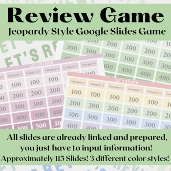 Preview of Google Slides Review Template -Jeopardy Style