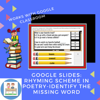 Preview of Google Slides- Rhyming Scheme in Poetry-Identify the Missing Word