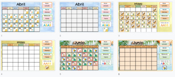 Preview of Google Slides Spanish Calendar (April,May,June)