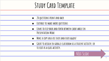 Preview of Google Slides Study Flash Card Template
