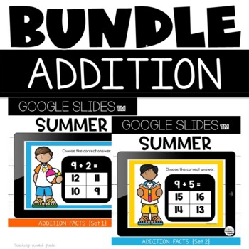 Preview of Google Slides™ Summer Addition Facts Bundle for Google Classroom