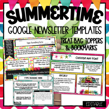 Google Slides Summer Beach Newsletter Teacher Templates Editable