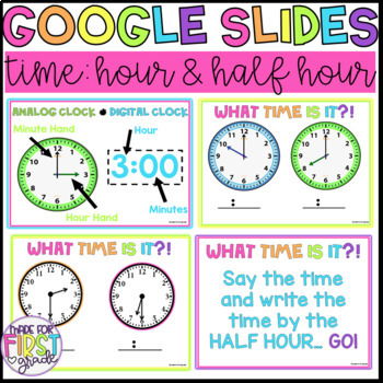 Preview of Google Slides: Telling Time Hour and Half Hour: Distance Learning