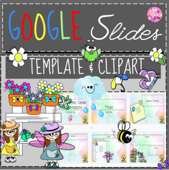 Preview of Google Slides Template // Spring // Flowers Fairies Clipart // Pre-made Layouts 