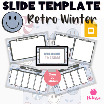 Preview of Google Slides Template Winter| January Slide Template | Blue