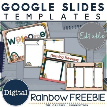 Preview of Google Slides Templates Boho Rainbow FREEBIE