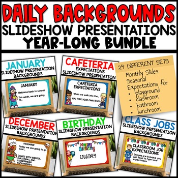 Preview of Google Slides Templates Daily Agenda Backgrounds Back to School Year long Bundle