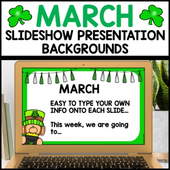 Preview of March Google Slides Templates Daily Agenda Backgrounds St. Patrick's Day Morning