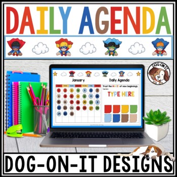 Preview of Google Slides Templates Daily Agenda and Calendars  | PowerPoint | Superheroes