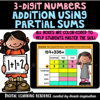 Preview of Google Slides Three-digit Numbers Addition Using Partial Sums 2nd Grade Math