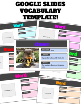 Preview of Google Slides Vocabulary Template Fully Digital 12 Colors EDITABLE