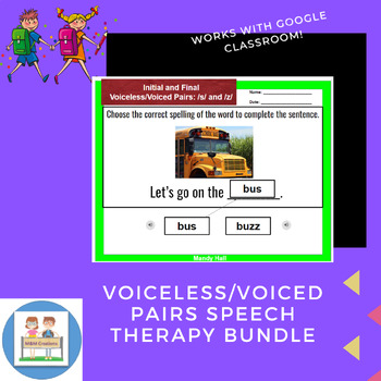 Preview of Google Slides: Voiceless/Voiced Pairs Speech Therapy Bundle