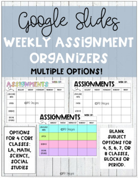 Preview of Google Slides | Weekly Assignment Board — Google Classroom Organization