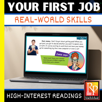 Preview of YOUR FIRST JOB: Life Skills Reading- Resume, Interview, Paycheck GOOGLE Activies