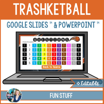 Preview of Google Slides ™ and PowerPoint™ EDITABLE Trashketball Distance Learning TEMPLATE
