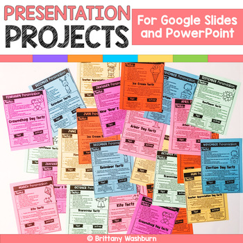 Preview of Google Slides and PowerPoint Presentation Projects {12 Months} 