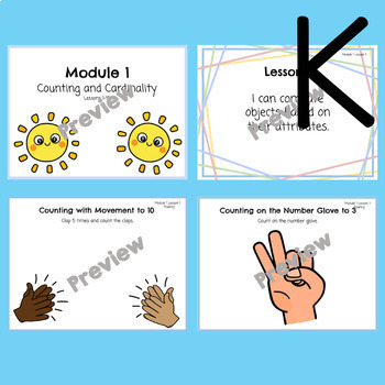 Preview of Google Slides for Eureka Squared Kindergarten Module 1 Lessons 1-15 