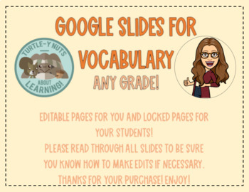 Preview of Google Slides for Vocabulary or Spelling - Editable Word Box for Teacher