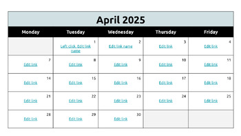 Preview of Google Slides monthly calendar and daily agendas - April