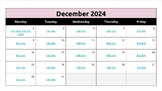 Google Slides monthly calendar and daily agendas - December 2024