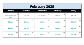Preview of Google Slides monthly calendar and daily agendas - February