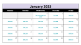 Google Slides monthly calendar and daily agendas - January