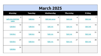 Preview of Google Slides monthly calendar and daily agendas - March