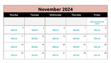 Google Slides monthly calendar and daily agendas - November 2024