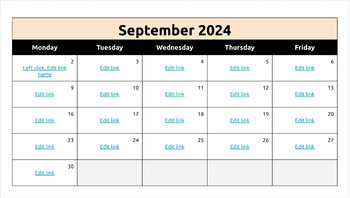 Preview of Google Slides monthly calendar and daily agendas - September 2024
