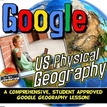 Preview of Google Earth US Physical Geography Lesson Set, Scavenger Hunt l Google Classroom