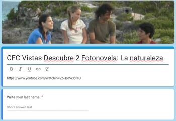 Preview of Google form activity Video La naturaleza Vistas Descubre 2