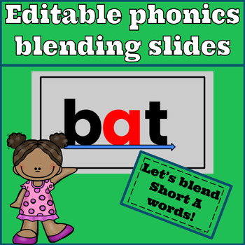 Preview of Google slides kindergarten CVC blending Short A words *Editable*