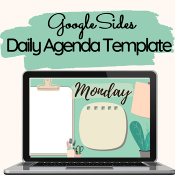 Preview of GoogleSlides Template - Daily Agenda Spring + Pastel Green Theme