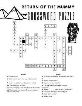 Goosebumps Book #23 Return of the Mummy Crossword Puzzle TPT