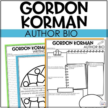 Preview of Gordon Korman Author Study Activity, Biography Worksheet Print and Digital