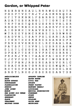 gordon or whipped peter slavery civil war word search tpt
