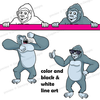 gorilla clip art black and white
