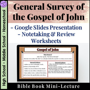 Preview of Gospel of John Bible Book Overview Lecture Presentation with Notes and Review