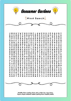 Preview of Gossamer Gardens : Word Search  - No prep Activity Sheet