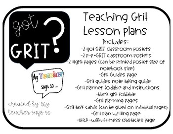 Preview of Got Grit? Lesson plans and planning pages, goal setting