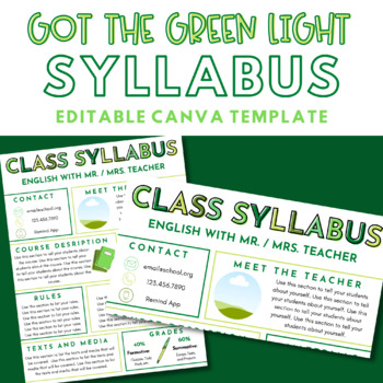 Preview of Got the Green Light Editable Class Syllabus Template