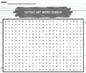 Preview of Gothic Art Word Search