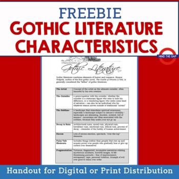 Preview of Gothic Literature Characteristics--FREEBIE