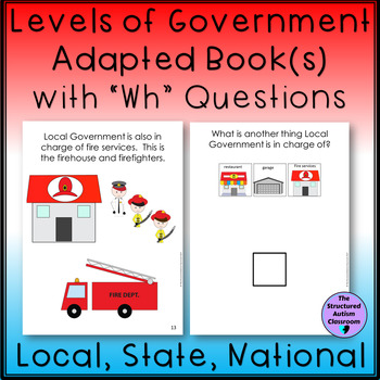 Preview of Government Adapted Book with Comprehension Checks Autism and Special Education