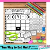 Government: Bingo Game Social Studies Game 3rd 4th 5th Grades