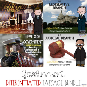 Preview of Levels of Government and Branches of Government Reading Passages BUNDLE