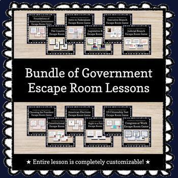Preview of Bundle of 15 Government  Escape Room / Breakout Games