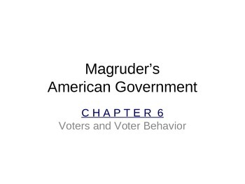 Preview of Government: Chp 6 Voter and Voter Behavior PPT