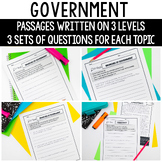 Government Reading Passages and Questions | Print & Digital