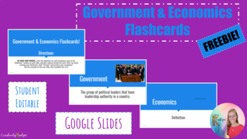 Preview of Government & Economic Flashcards: FREEBIE! (Google Slides)